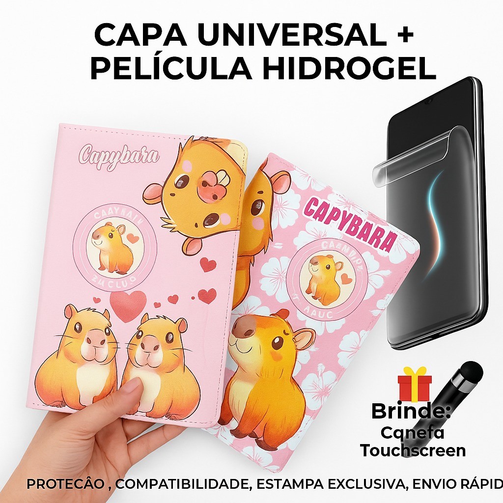 Kit Capa Tablet + Película Hidrogel Para Tablet Positivo Vision Tab 7 + Brinde 1 Caneta Touchscreen
