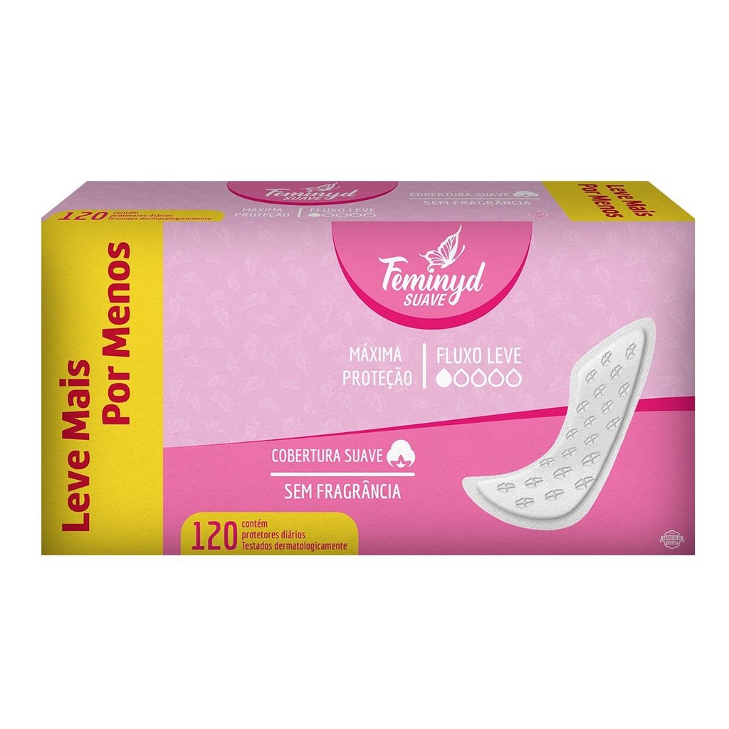 Protetor Diário Suave Sem Abas 120 Unidades Feminyd em Oferta na Shopee