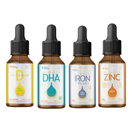 Combo Dha + Vit D + Zinco + Ferro Líquido 30ml True Source Sem Sabor
