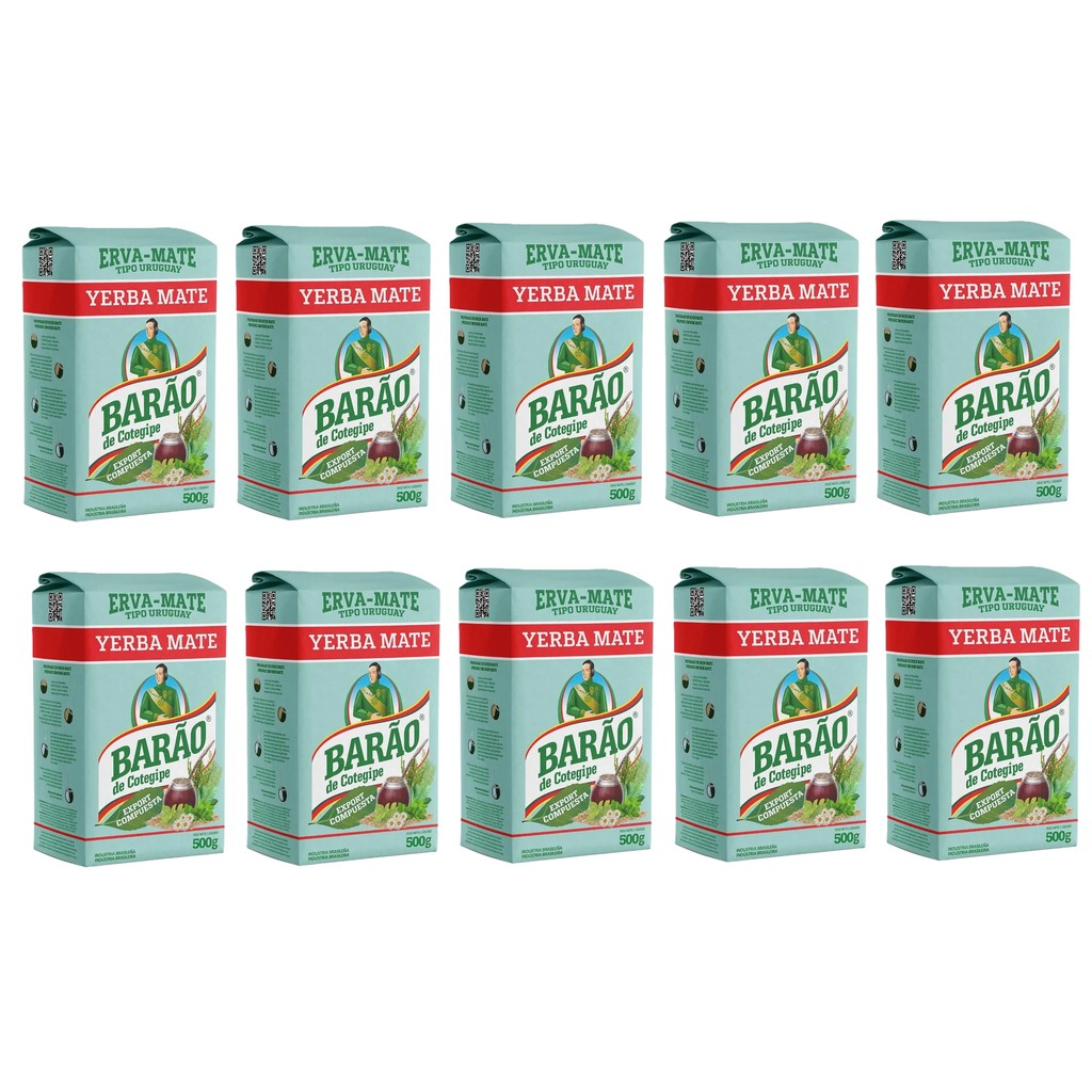 Kit 10 Erva Mate Barão Tipo Uruguay Export Compuesta 500g