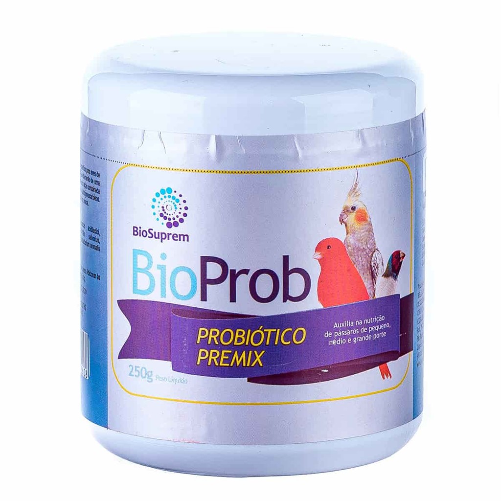 Biosuprem BioProb - 250g Premix Nutrição para Pássaros Probiótico Canário Calopsita Curió Bicudo