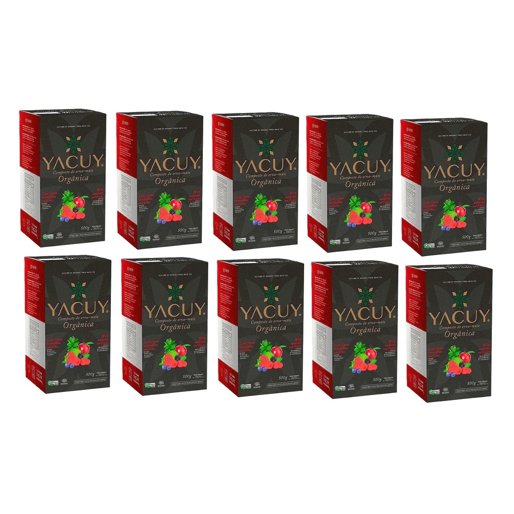 Kit 10 Erva Mate Orgânica Frutas Vermelhas Yacuy 500g