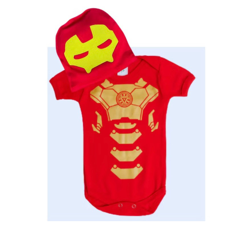 Body bebê homem de ferro + touca fantasia bebê Mesversario