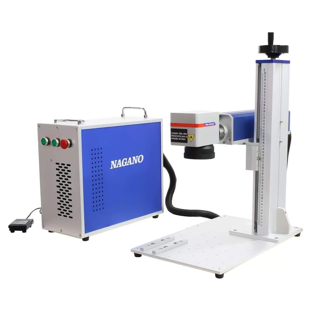 Máquina de Gravação Laser Metais Fiber Portátil 50w com Entrada Eixo Rotativo BSL