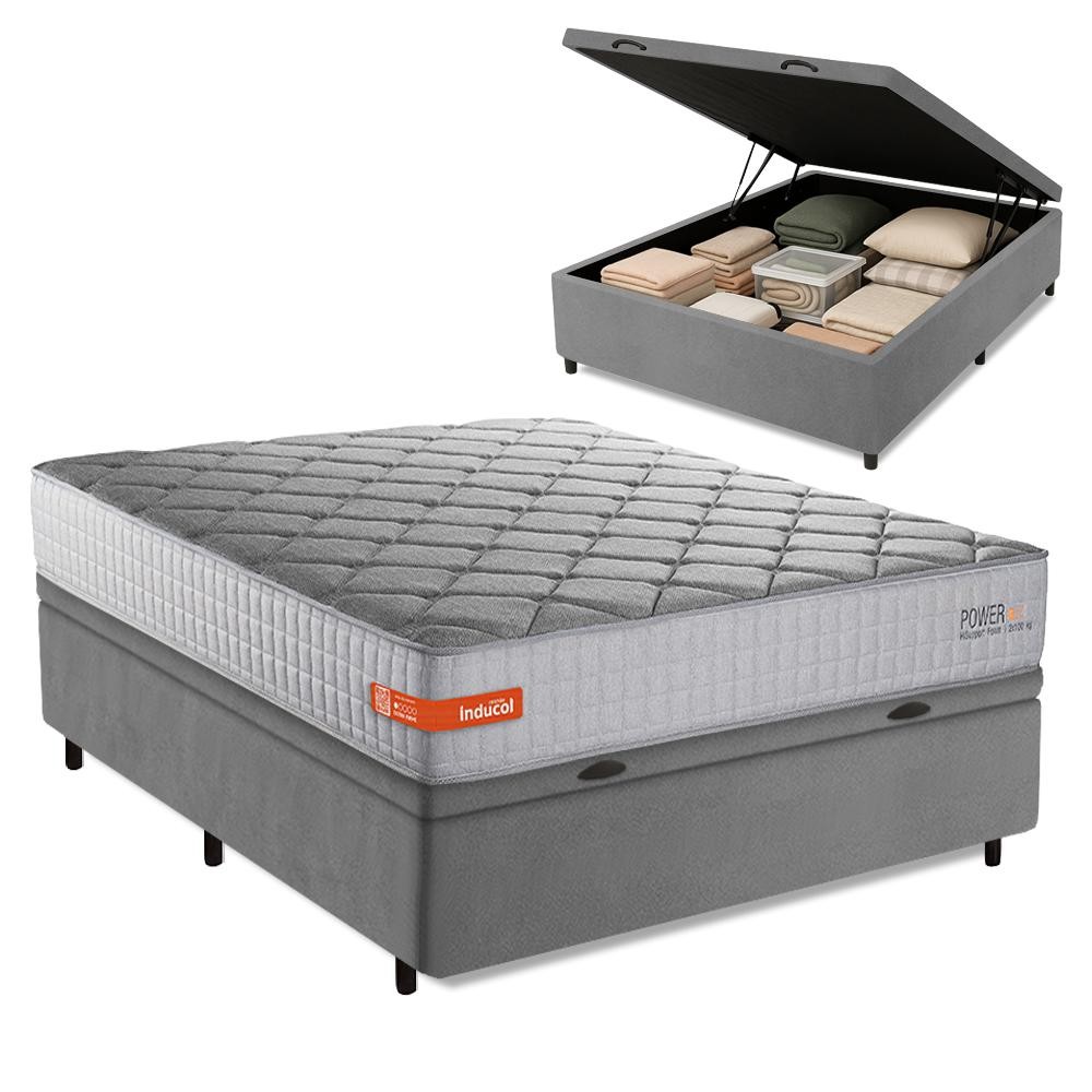 Cama Box Baú Casal Espuma Softgel Power 138x188x63cm em Oferta na Shopee