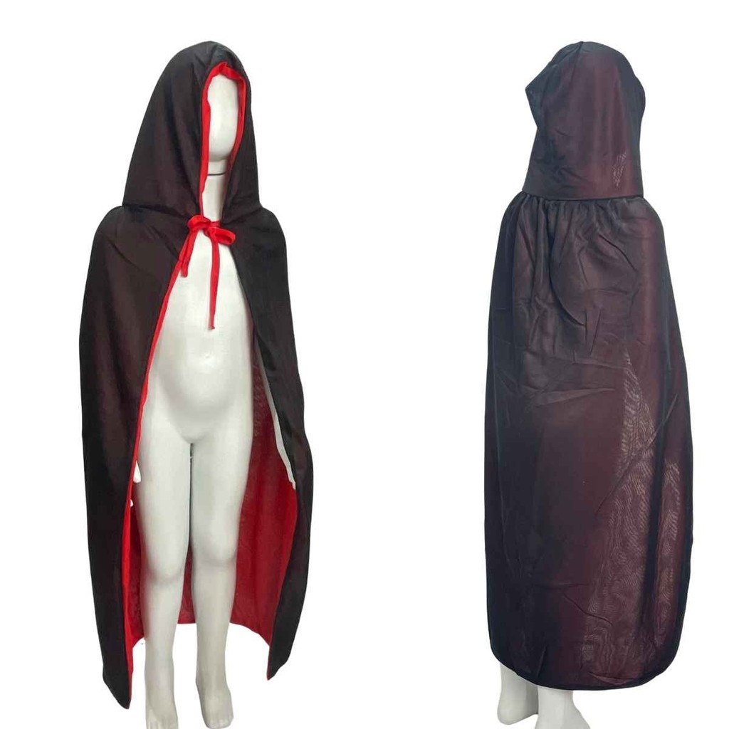 Capa Dupla Face Com Capuz Adulto 1,2m Fantasia Vampiro Drácula Halloween Dia Das Bruxas, Pica Pau