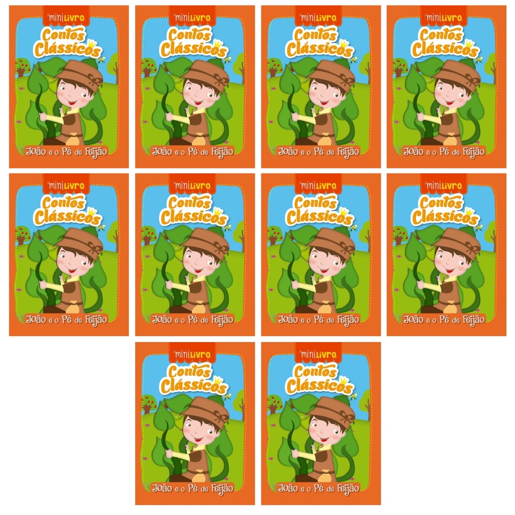 Kit 10 Mini Livros Conto Classico Infantil - Joao e o Pe de Feijão - Lembrancinha