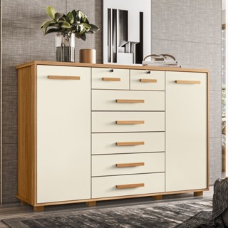 Cômoda 2 Portas 7 Gavetas Fontana Albatroz Cinamomo/Off White em Oferta na Shopee