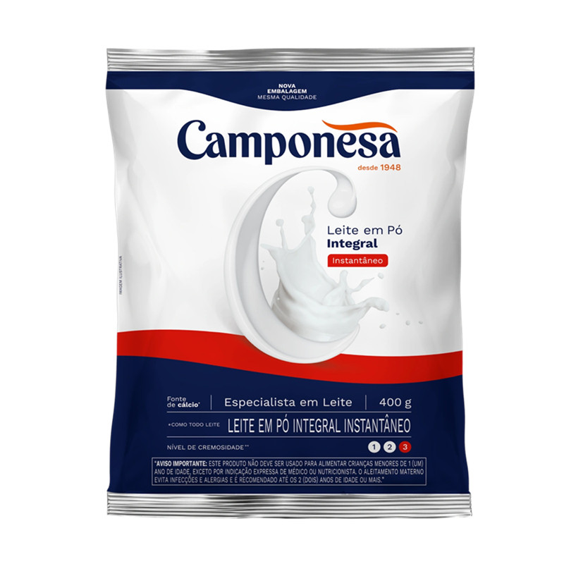Leite em Pó Integral Instantâneo Sachê 400g Camponesa