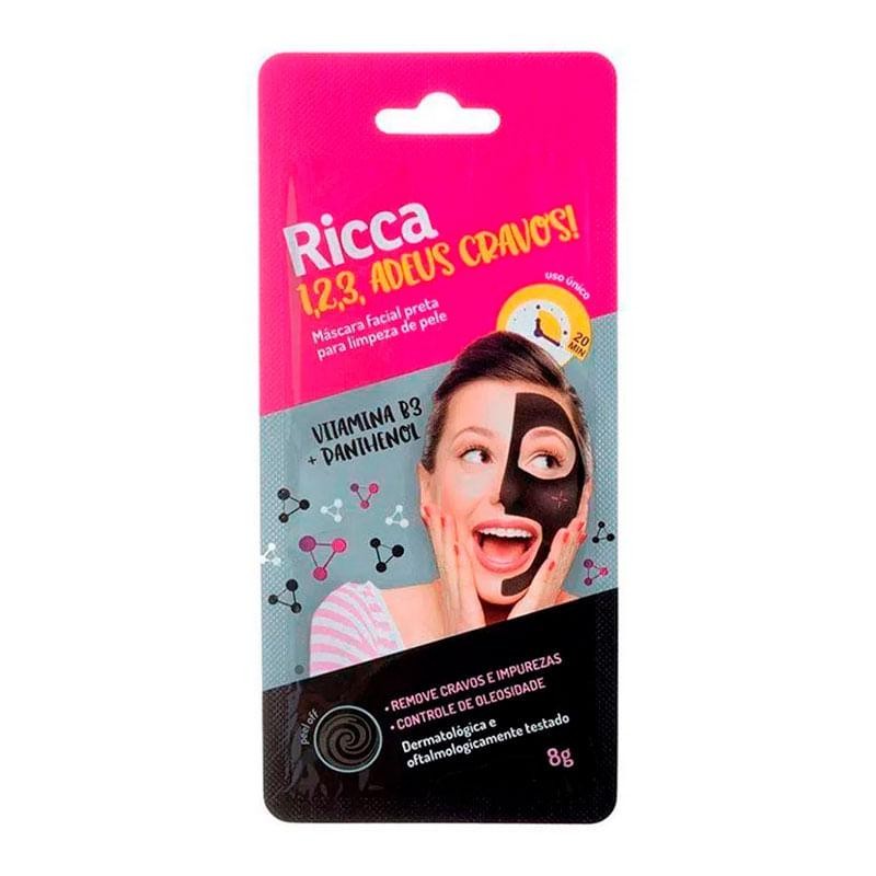 Máscara Facial Ricca Limpeza Pele Preta 8g em Oferta na Shopee