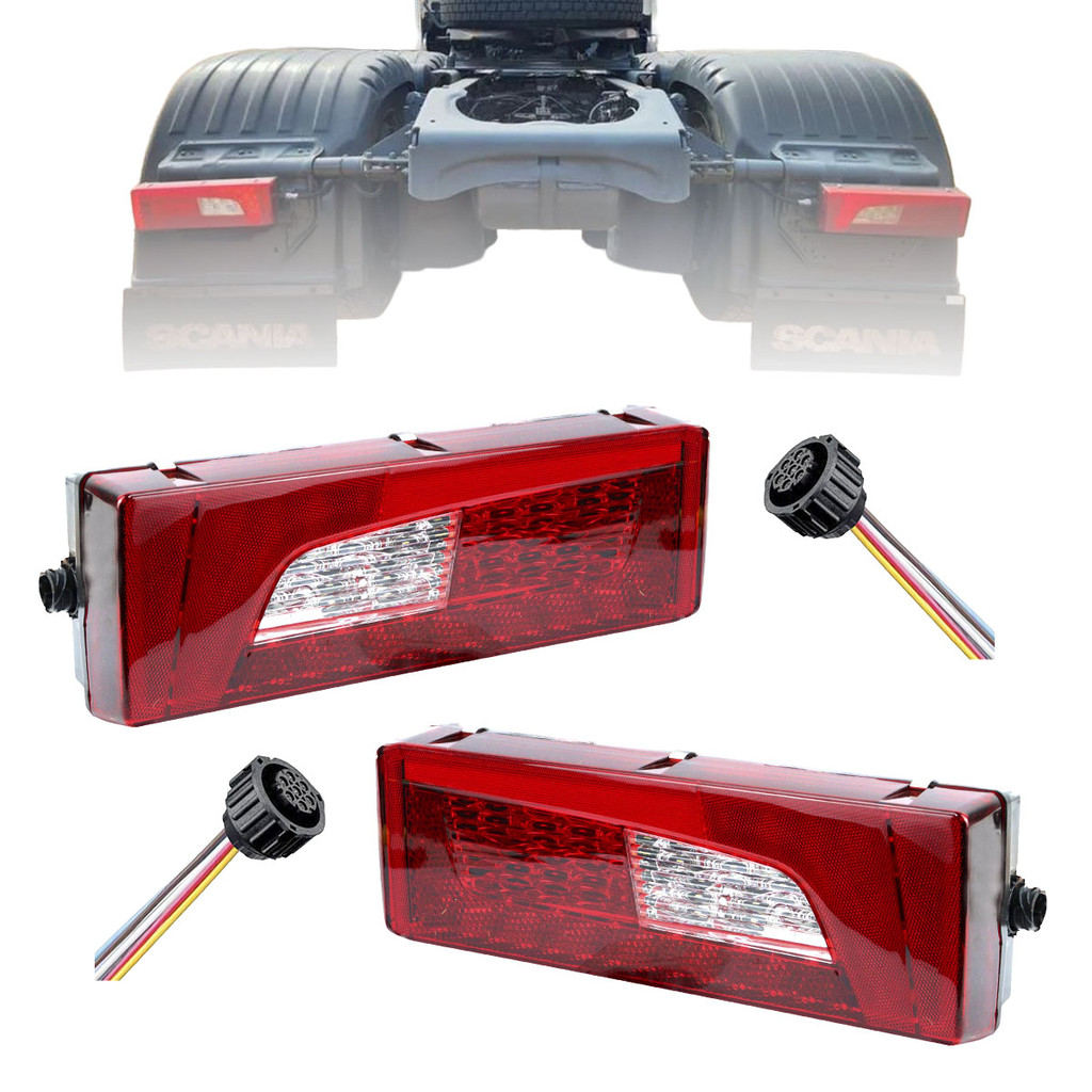 Kit Lanterna Traseira Com Chicote Compatível Scania Streamline S4 S5 S6 2013 14 15 16 17 A 2025 24V