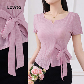 Lovito Blusa Casual Lisa Com Cadarço Assimétrico Na Frente Primavera/Verão Rosa Para Mulheres L135A2D464 em Oferta na Shopee