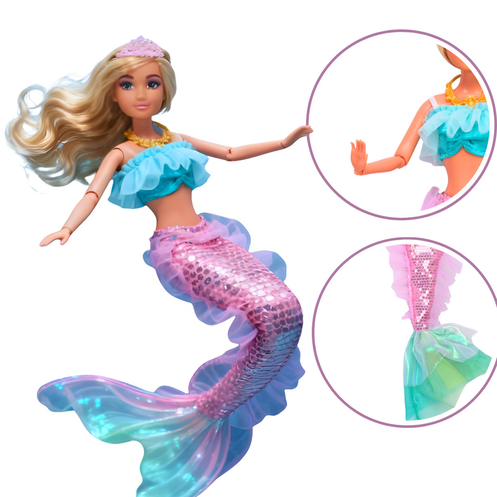 Boneca Anlily Princesa Sereia com Acessórios Verde e Rosa - Castela