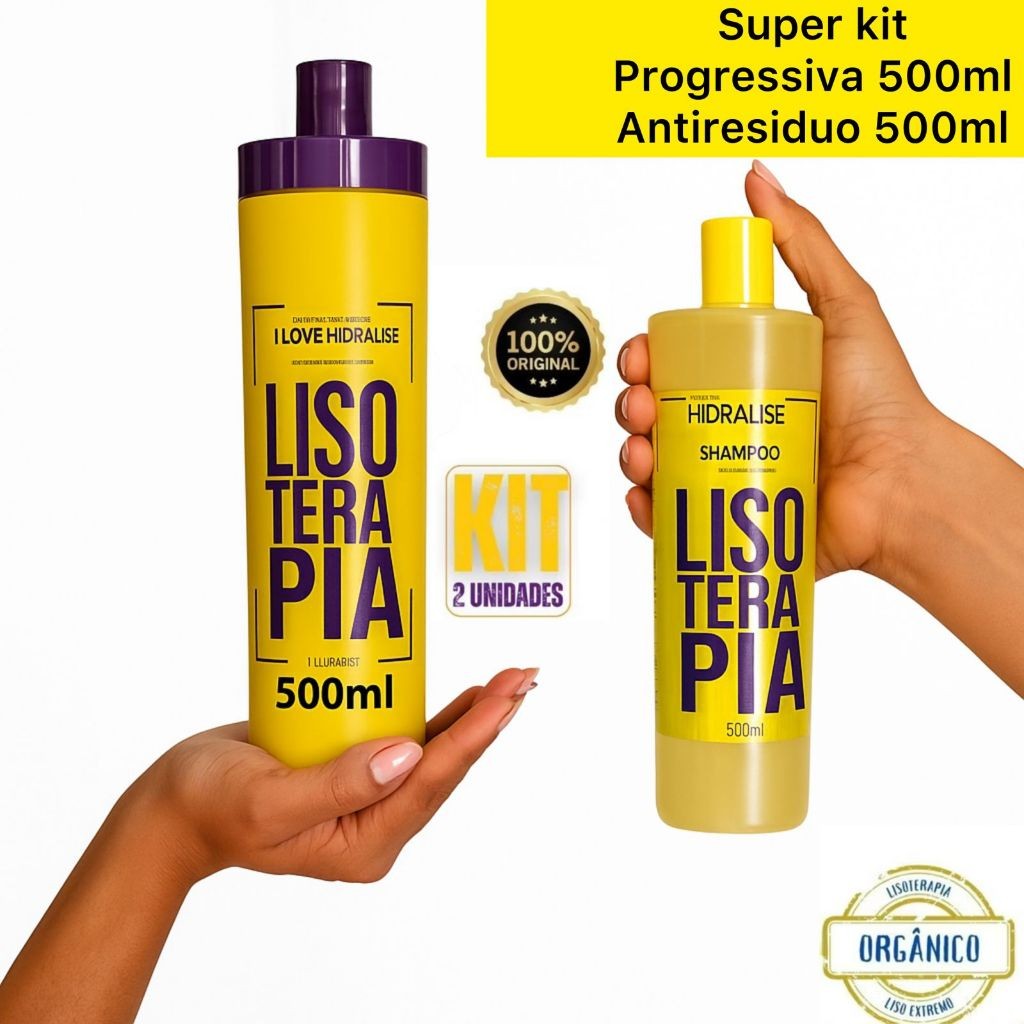 Kit Progressiva 500ML Lisoterapia Sem Formol Orgânica + Shampoo Anti-Resíduos 500ml Envio Imediato em Oferta na Shopee