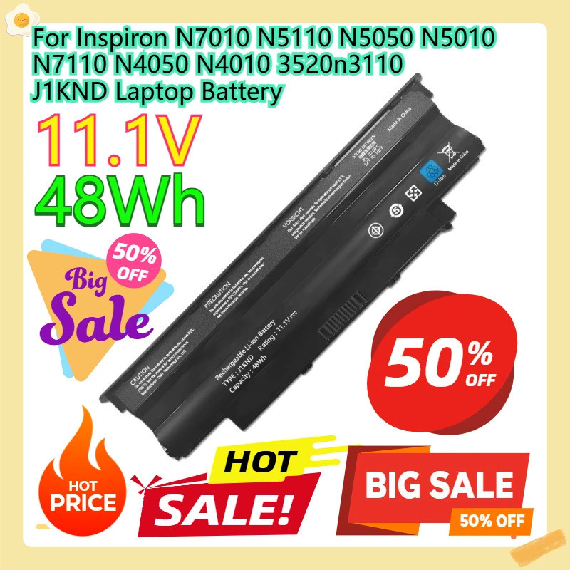 Para Inspiron N7010 N5110 N5050 N5010 N7110 N4050 N4010 3520n3110 J1KND Bateria Do Portátil 11.1V 48Wh