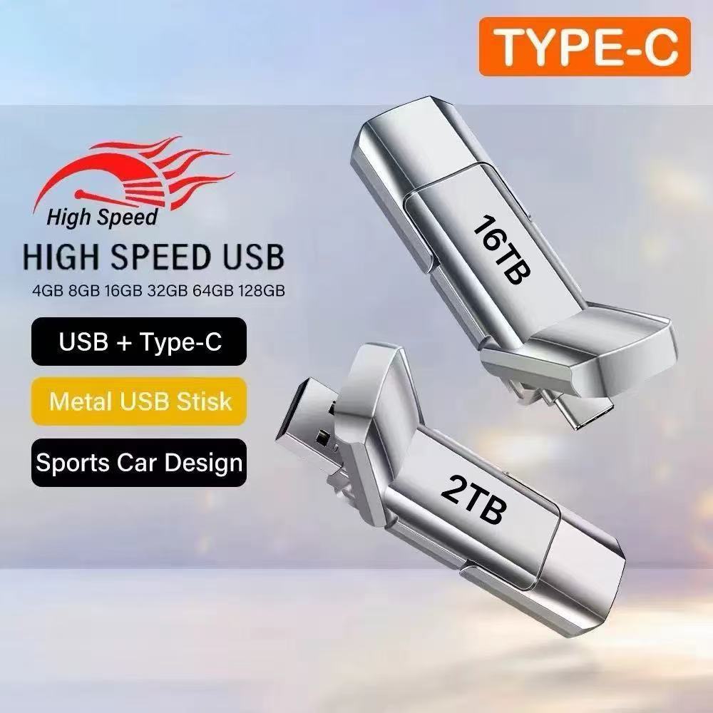 Pen Drive USB SSD de Estado Sólido 1tb 2tb 16tb de Grande Capacidade e Alta Velocidade com Interface Dupla tipo-C 128tb