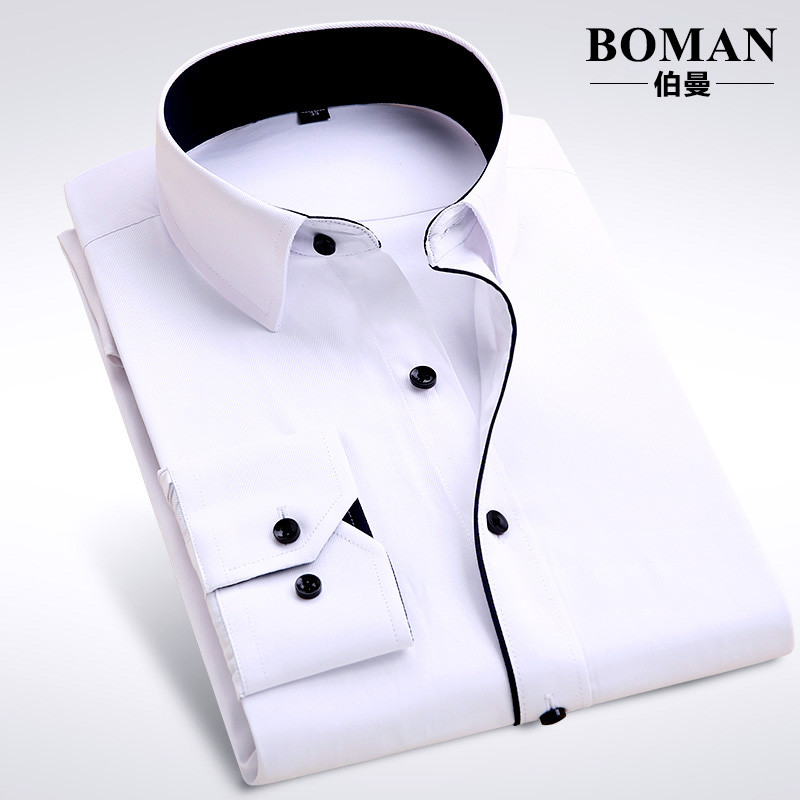 Berman 2016 verão outono camisa de manga comprida masculina negócios Casual profissional ferramentas camisa branca pura
