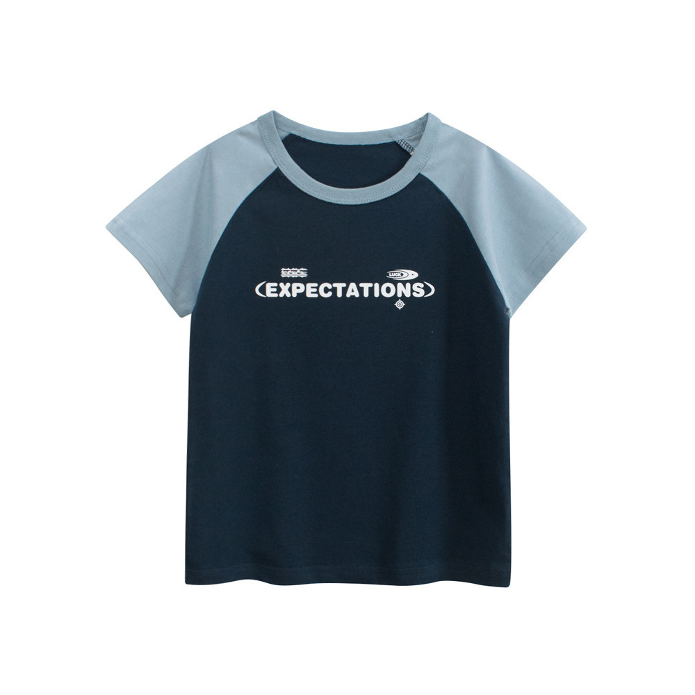 27 crianças meninos camiseta de manga curta verão roupas infantis 2026 novo estilo médio pequeno crianças carta roupas d