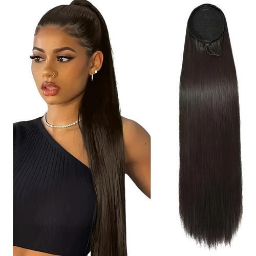Aplique Rabo De Cavalo Longo Liso 70cm Bio Orgânico Yan Hair Castanho Medio