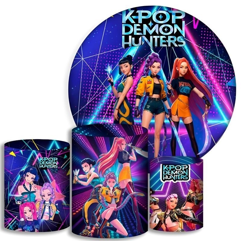 Capas Para Cilindros + Painel /banda pop coreana feminino - Kit Decoração Festa WG