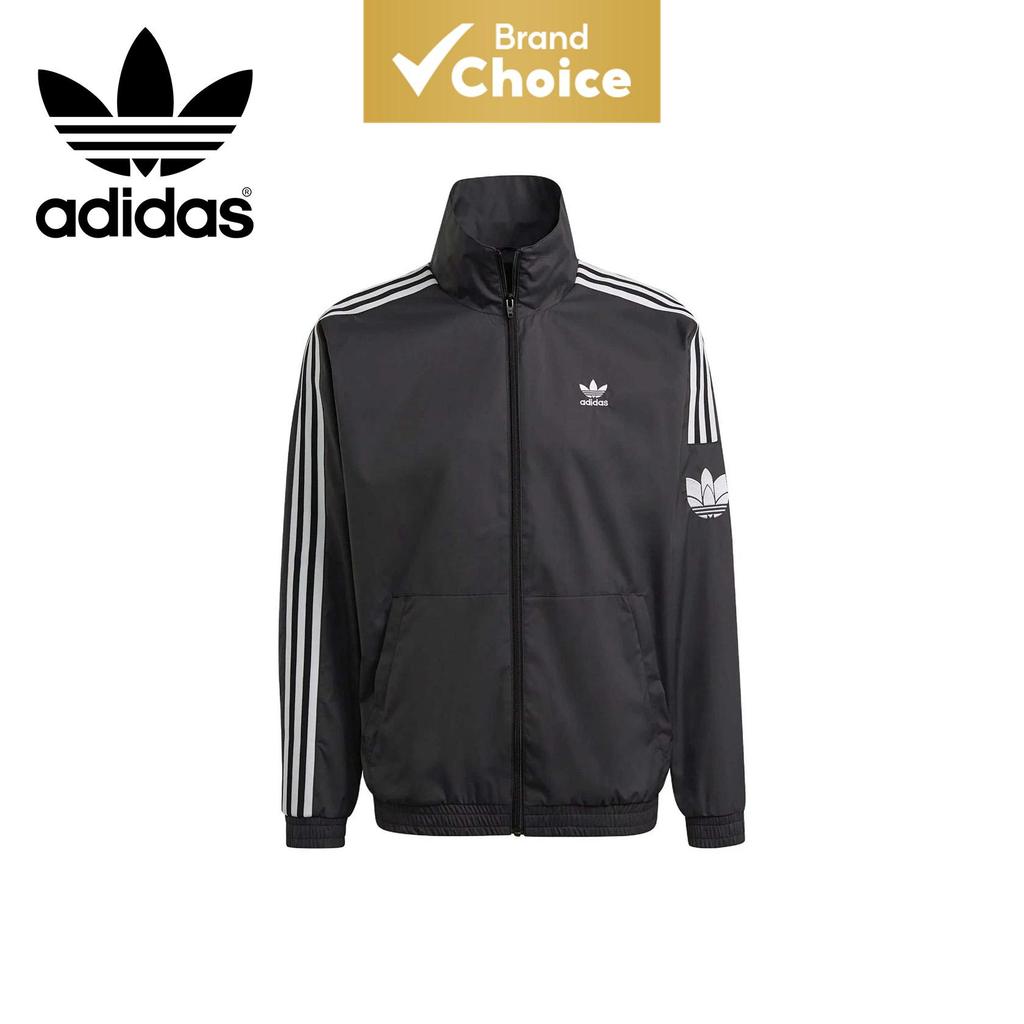 Adidas Originals ADICOLOR, logo de marca, jaqueta retrô de mangas compridas, listrada, casual, esportiva, com zíper,