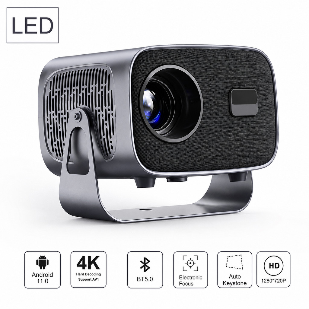 Projetor A10 Plus Android TV 4K WiFi 6 Bluetooth 5.0 Portátil Home Theater