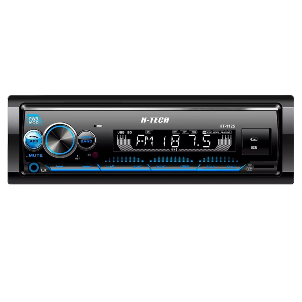 Som Automotivo Bluetooth H-Tech HT-1125 MP3 Player Rádio Fm Usb Controle Remoto SD Card 7 Cores no Painel