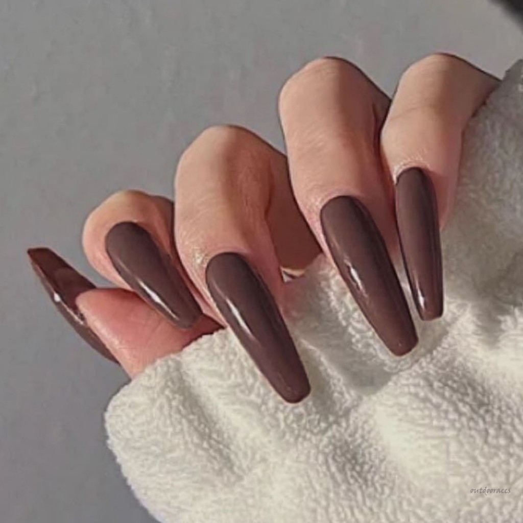 Prensa Longa De Chocolate Nas Unhas Com Inofensivas E Lisas Para Combinar Vestidos De Menina Quente