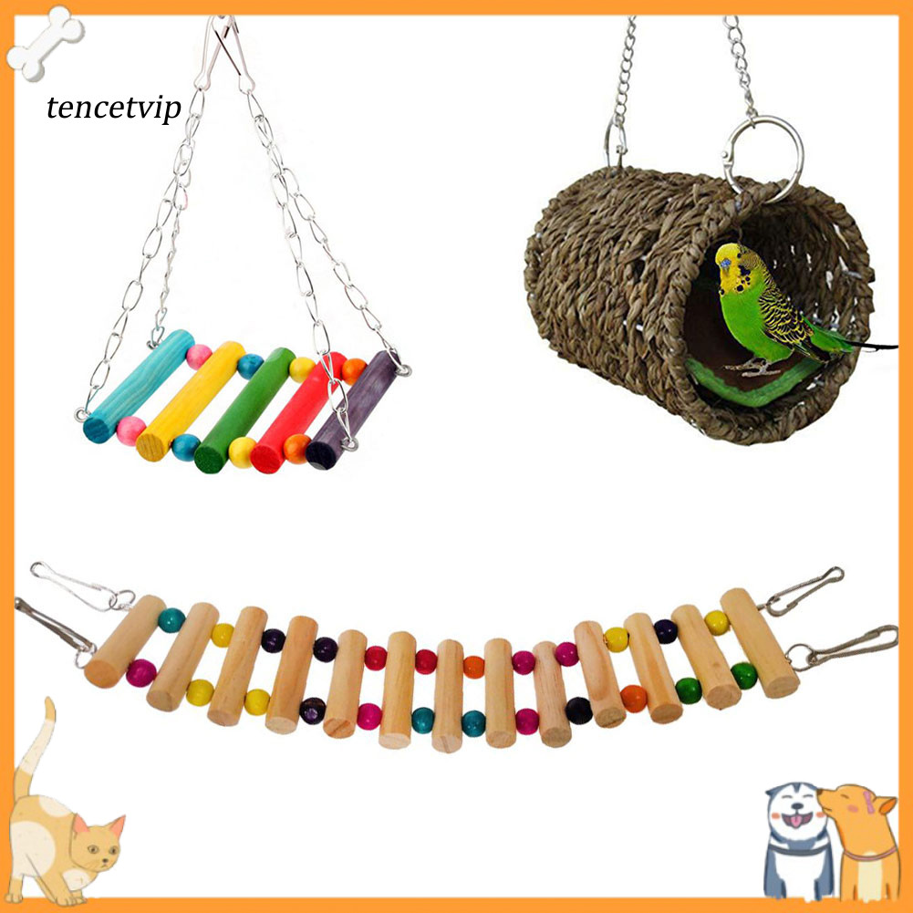 Vip 3 Peças Escada De Rede Papagaio Hamster Esquilo Brinquedo Para Animais De Estimação Gaiola De Pássaros Decoração Sus