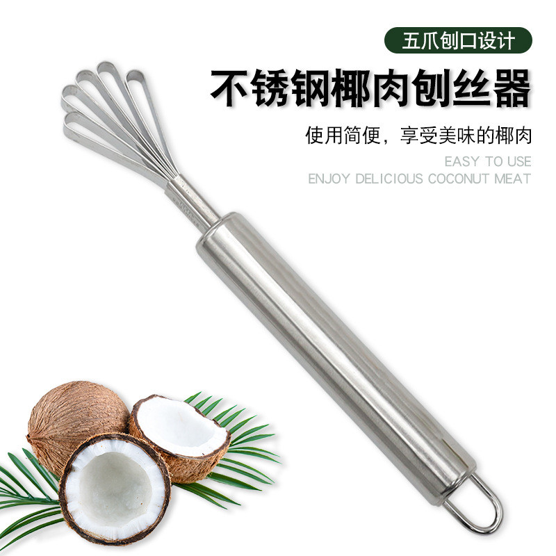 Utensílios de cozinha Ralador de carne de coco em aço inoxidável Melão Removedor de sementes de frutas Raspador de carne