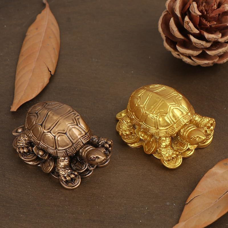 Ornamento Decorativo de Feng Shui, Estatueta que Atrai Fortuna, Mini Estátua de Tartaruga de Bronze da Sorte, Decoração