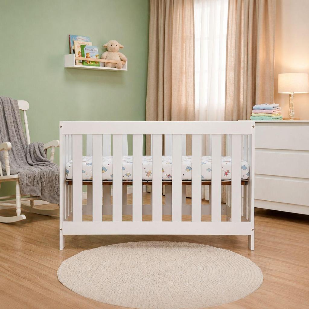 Berço Infantil Ditália BBI-56 com Colchão Regulagem Branco
