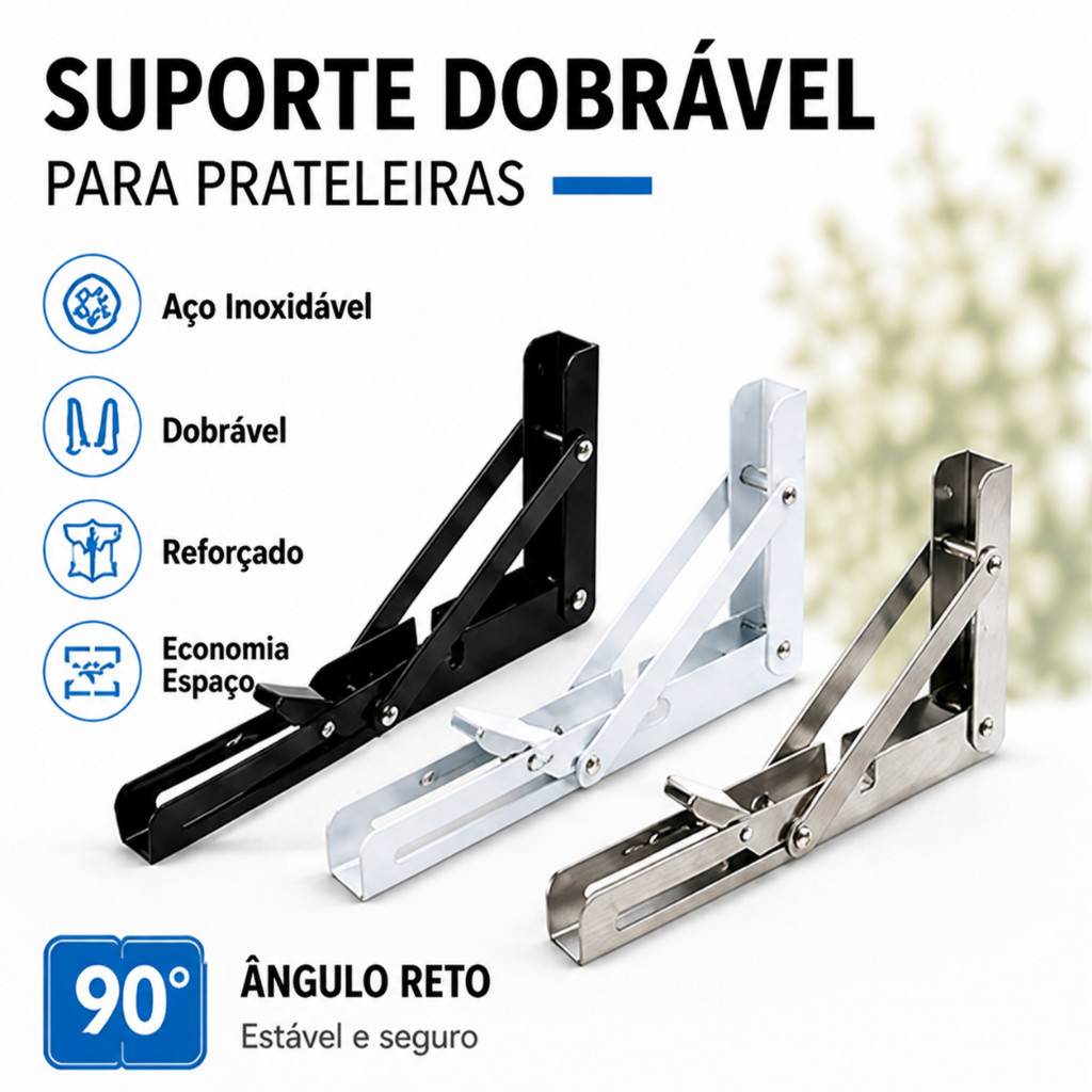 Kit 2 Suporte Mão Francesa Dobrável Estrutura Reforçada Para Instalação Rápida