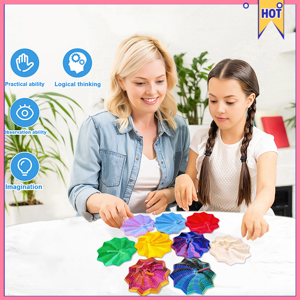 3d Printed Expandable Fidget Star Stress Relief Toy – Fractal Spinner with Handle Anxiety Focus Desk for Kids Adults P
