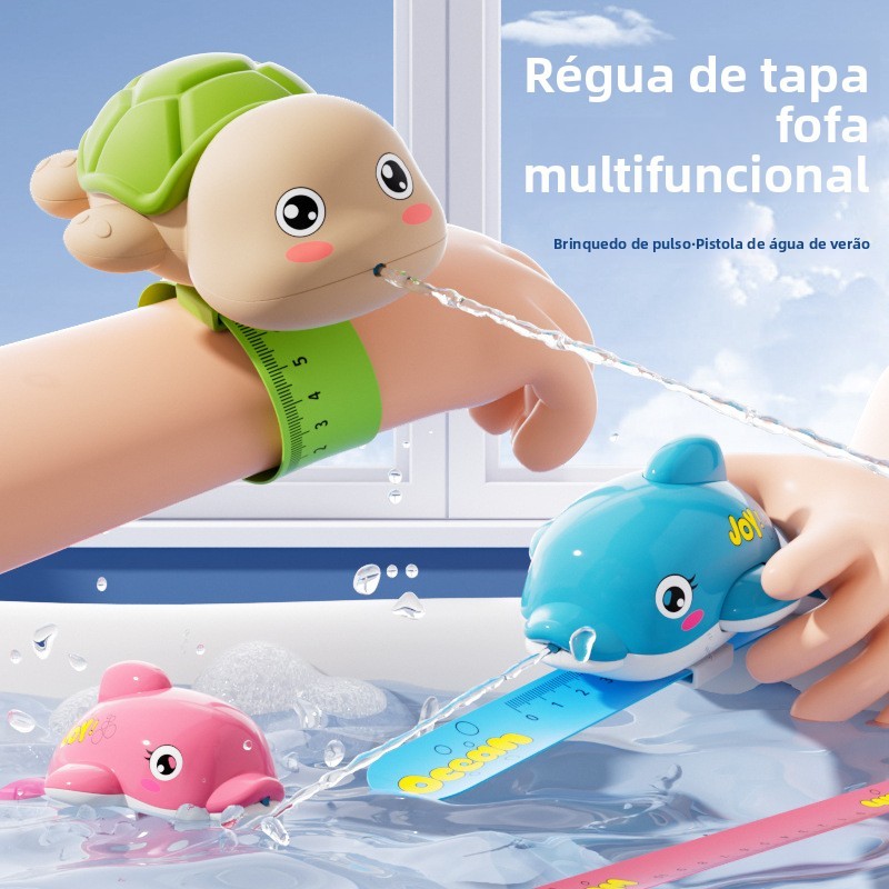 Verão Dos Desenhos Animados Tartaruga Golfinho Pistola De Água Bonito Crianças Jogar Brinquedo Pulso Pulverizador Banho
