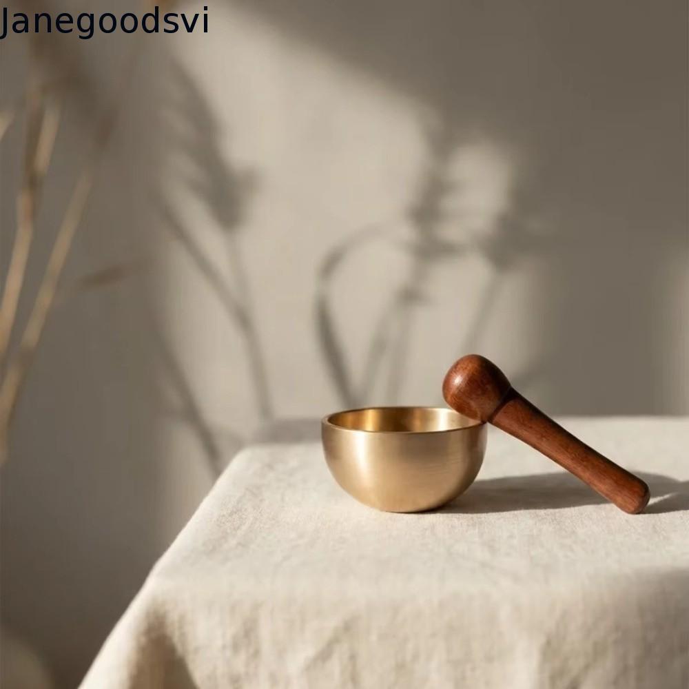 JANEGOODSVI Mini Tigela De Canto De Latão , Cobre Com Som De Meditação De Malho , Design De Terapia Manual