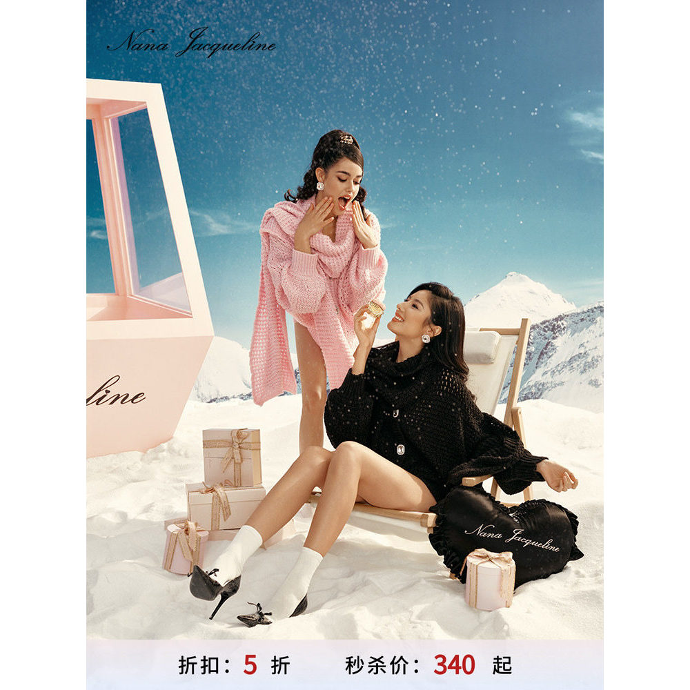 [Selecione 50% de desconto] Jaqueta cardigã NanaJacqueline Island Fur Diamond Button com lenço solto suave e redutor de