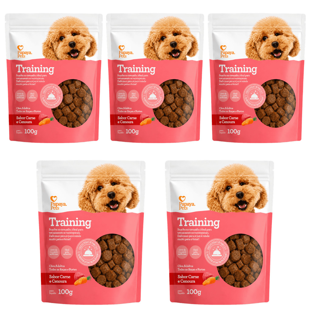 Kit 6 Petiscos Adestramento Cachorro Snack Training Recompensa Cães Carne Cenoura Papaya Pets 100g Premium