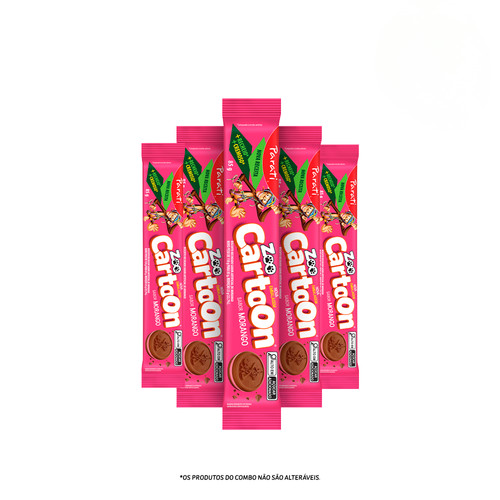 Combo Zoo Cartoon Sabor Morango 85g 5 unidades