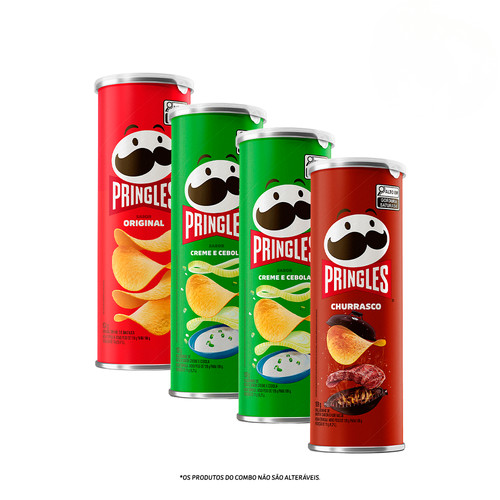 Combo Pringles Creme e Cebola 2 unid + Pringles Original 1 unid + Pringles Churrasco 1 unid