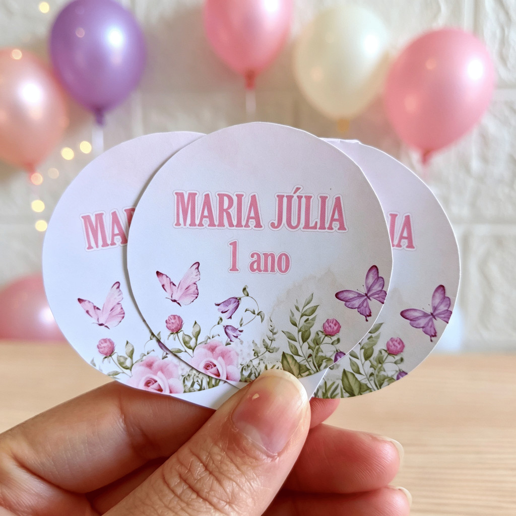 Adesivos Personalizados Jardim Encantado Borboleta/ Lembrancinha Festa Infantil /Aniversário