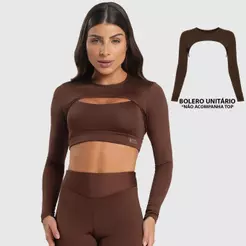 Cropped Bolero Fitness Feminino Manga Longa Recorte Balance Zero Transparência Regata Inverno