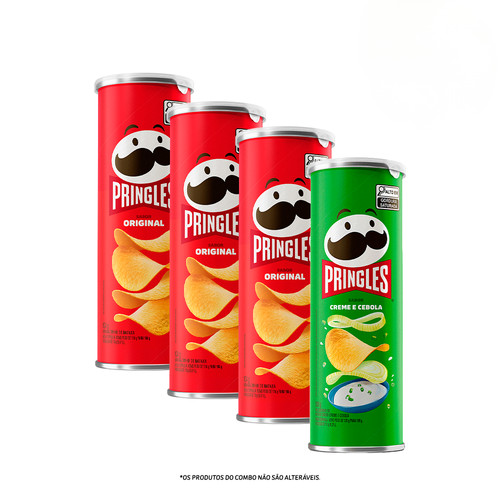 Combo Pringles Original 3 unid + Pringles Creme e Cebola 1 unid