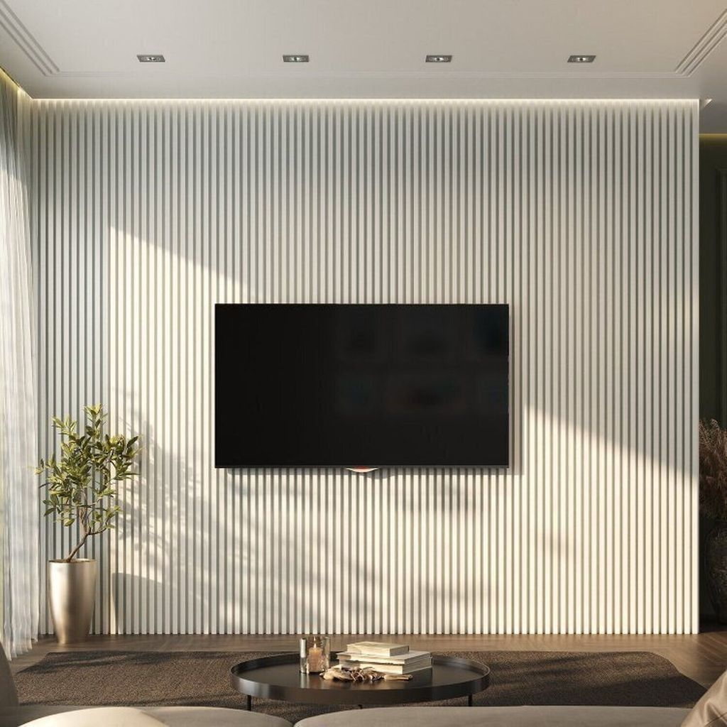 Painel Ripado de PVC 4 Barras de 2,70MX15CM (1,62m²) Bariri Branco Gelo