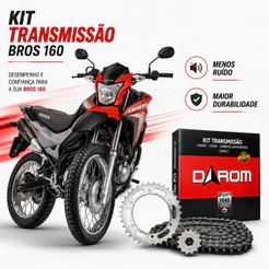 Kit Relação Transmissão Tração Bros 160 2016 a 2024 XRE 190 Corrente com Retentor DAROM