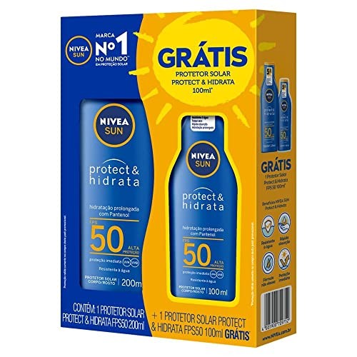 Kit Nivea Protetor Solar Corporal FPS 50 200ml+100ml Protect & Hidrata