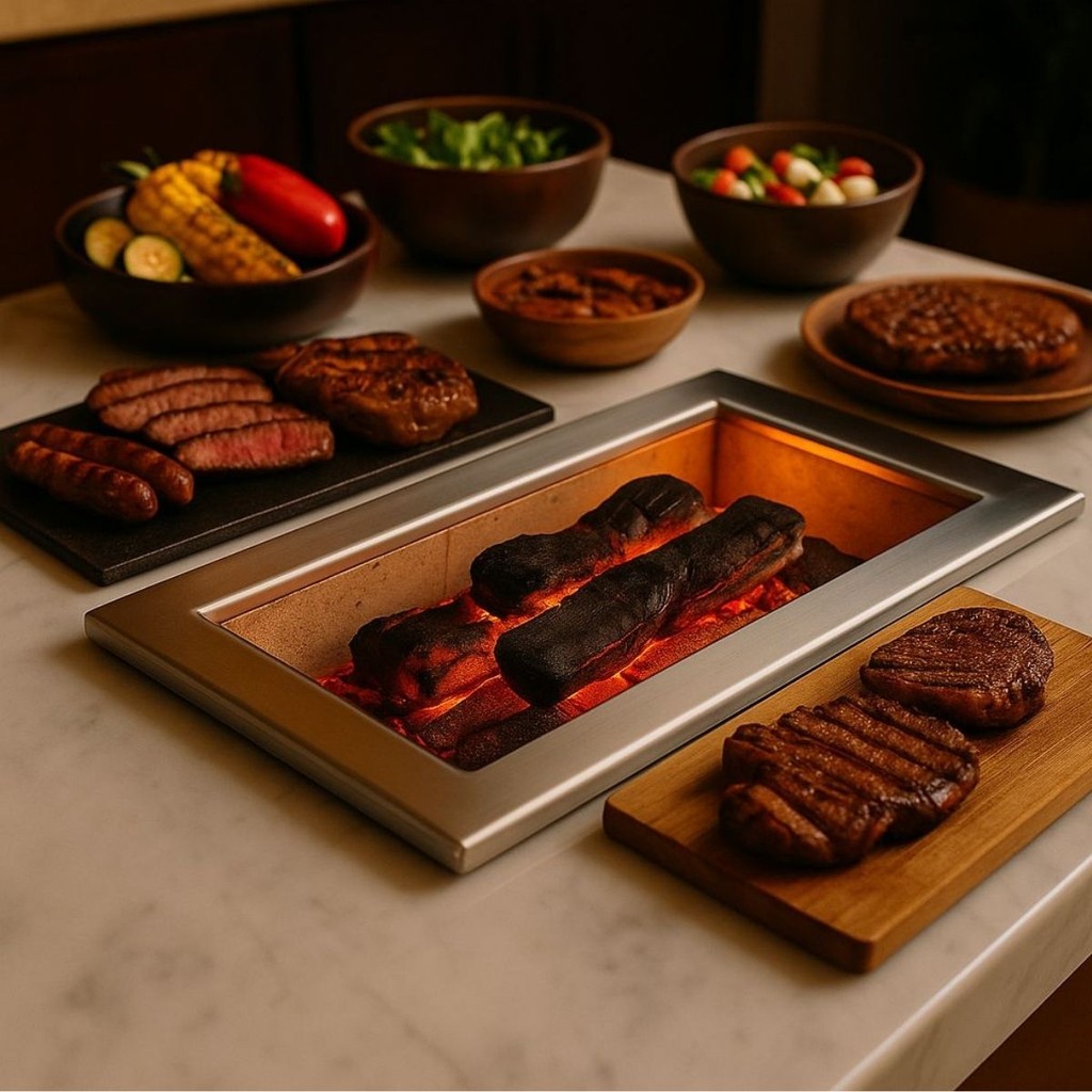 Braseiro Executivo Inox 71x50 Velório do Boi – Estrutura Profissional para Churrasco