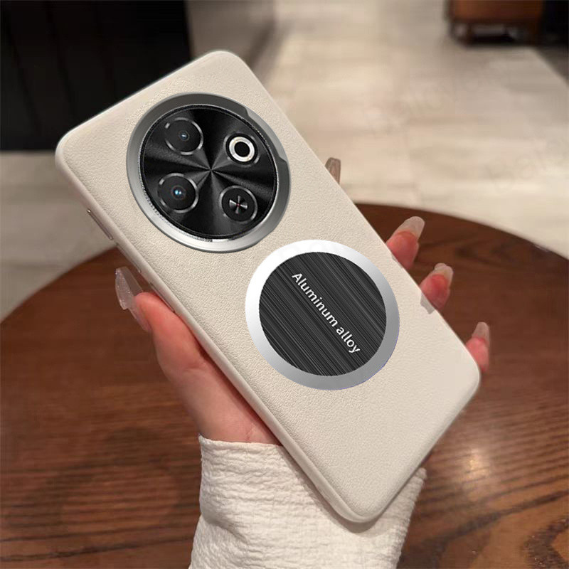 Para Tecno Spark 30C 4G/30 4G Couro Macio PU Capa Protetora Traseira Com Adesivo Autoadesivo Magnético