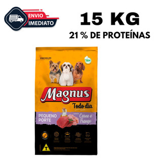 Ração Magnus Premium Todo Dia para Cães Adultos Raças Pequenas Sabor Carne e Frango 15 kg