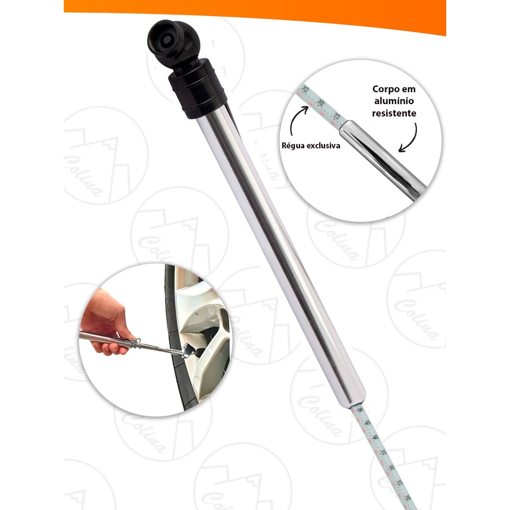 Calibrador Medidor Pressão de Pneu Até 50 Libras Tipo Caneta Carros Motos  Nano Shop